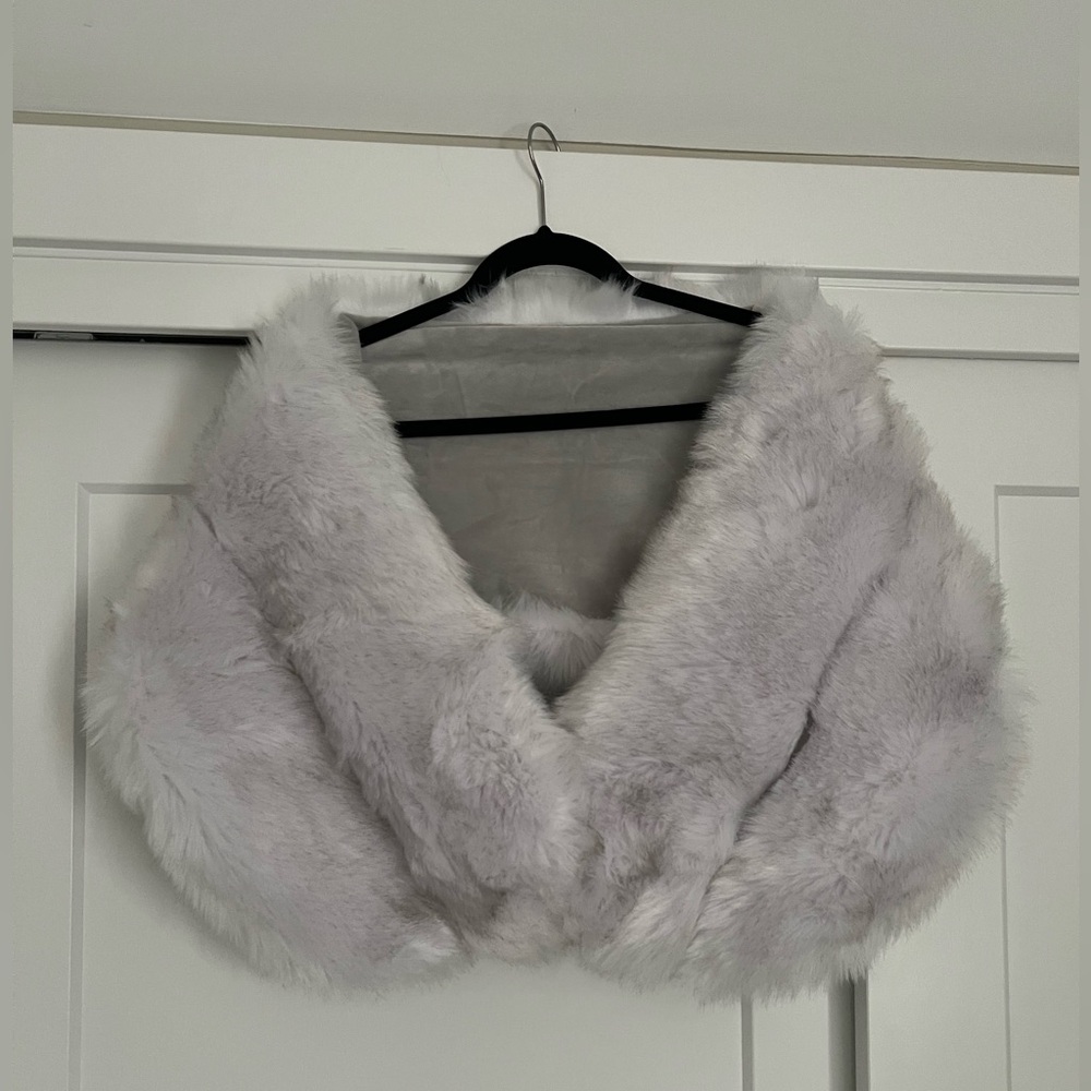 Grey Faux Fur Shawl Wrap - perfect for winter wear or brides/bridesmaids!